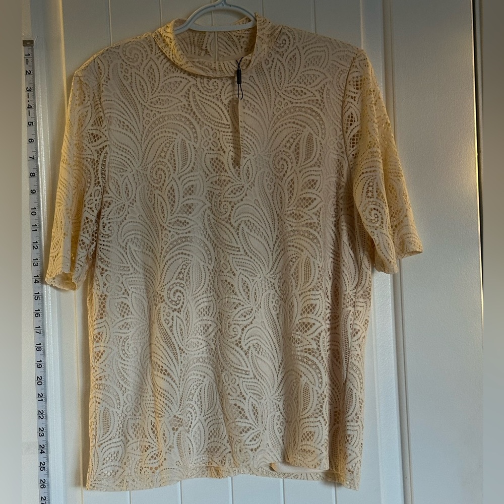 NWT LG- Chico's Cream Lace Blouse